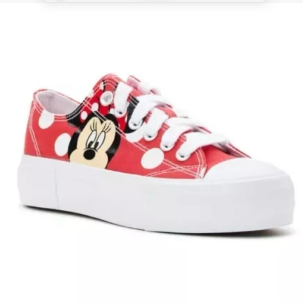 Disney Minnie Mouse Women’s Sneaker in red/white, sz 11. New without tags or box